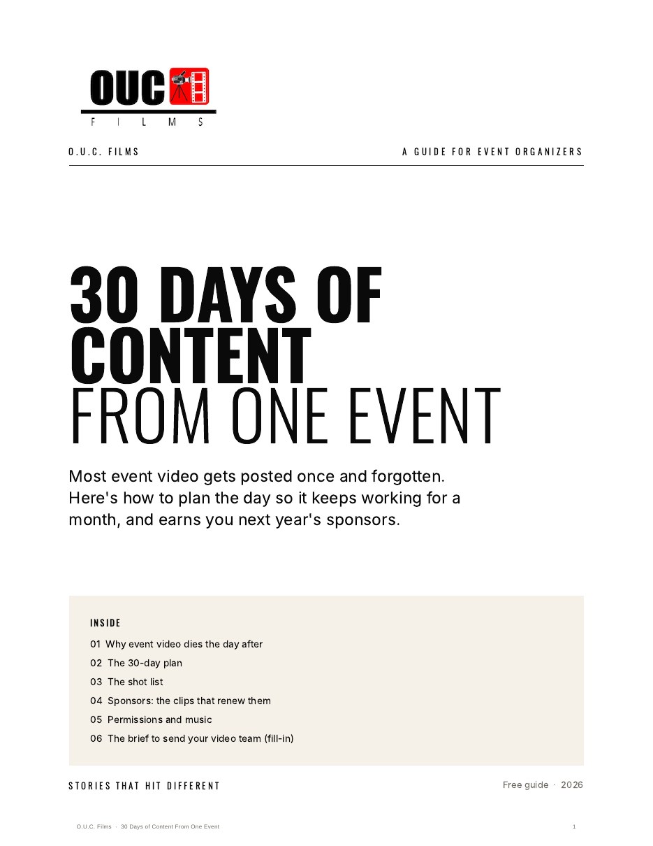 Cover of the printable guide: 30 Days of Content From One Event